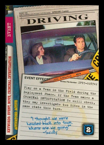X-Files CCG | Driving XF97-0287v2  | The Nerd Merchant