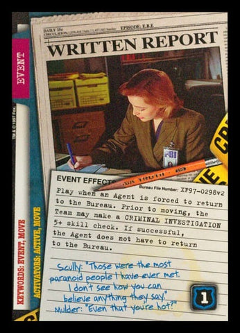 X-Files CCG | Written Report XF97-0298v2  | The Nerd Merchant