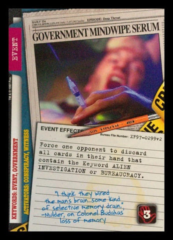 X-Files CCG | Government Mindwipe Serum XF97-0299v2  | The Nerd Merchant