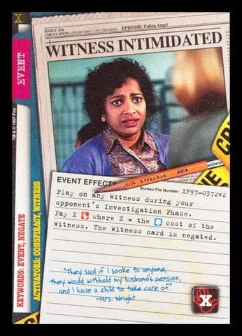 X-Files CCG | Witness Intimidated XF97-0372v2  | The Nerd Merchant