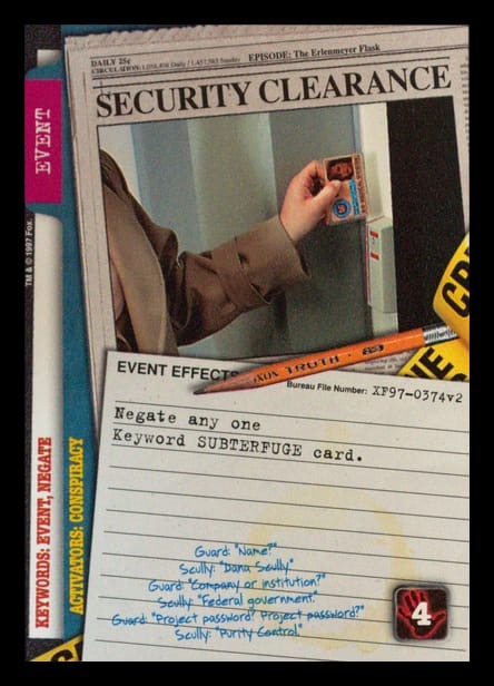 X-Files CCG | Security Clearance XF97-0374v2  | The Nerd Merchant