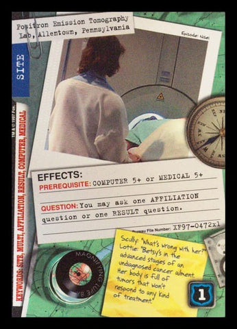 X-Files CCG | Positron Emission Tomography Lab, Allentown, Pennsylvania XF97-472x1    | The Nerd Merchant