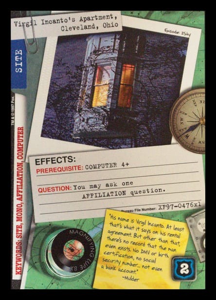 X-Files CCG | Virgil Incanto€™s Apartment, Cleveland, Ohio XF97-476x1    | The Nerd Merchant