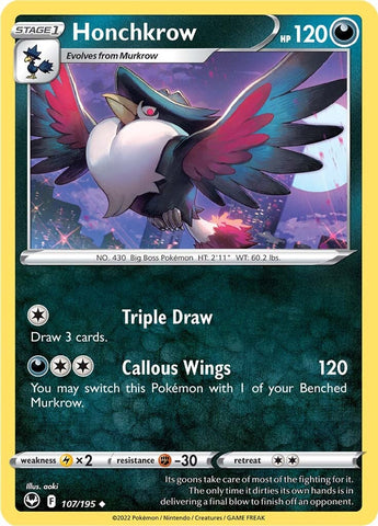 Pokemon | Honchkrow (107/195) [Sword & Shield: Silver Tempest] | The Nerd Merchant