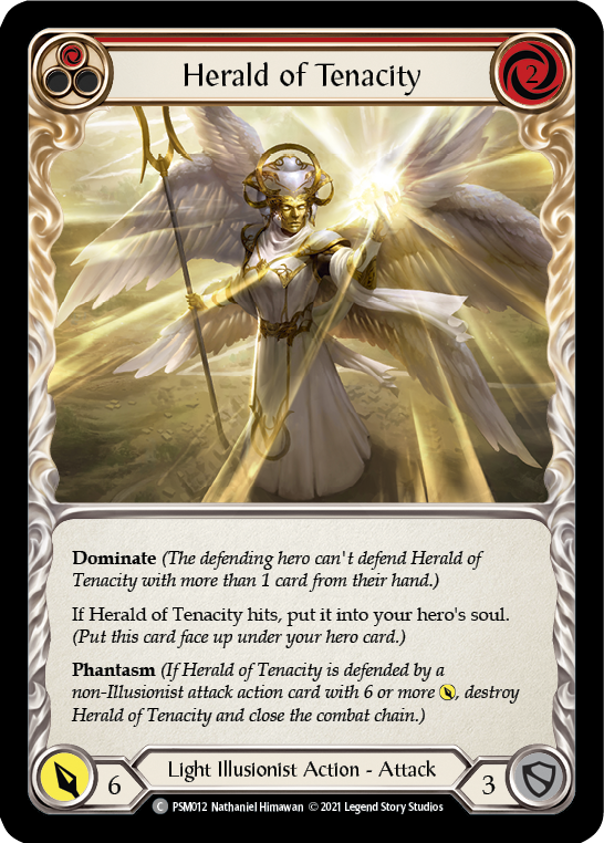 Flesh and Blood TCG | Herald of Tenacity (Red) [PSM012] (Monarch Prism Blitz Deck) | The Nerd Merchant