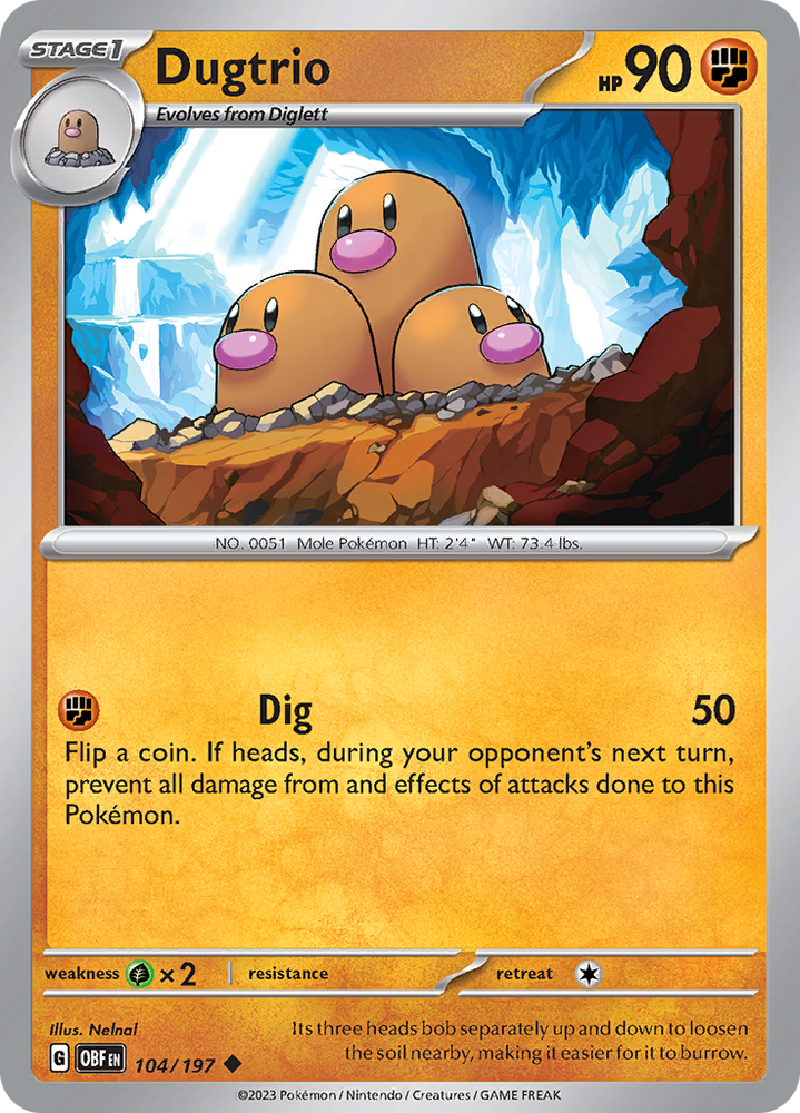 Pokemon | Dugtrio (104/197) [Scarlet & Violet: Obsidian Flames] | The Nerd Merchant