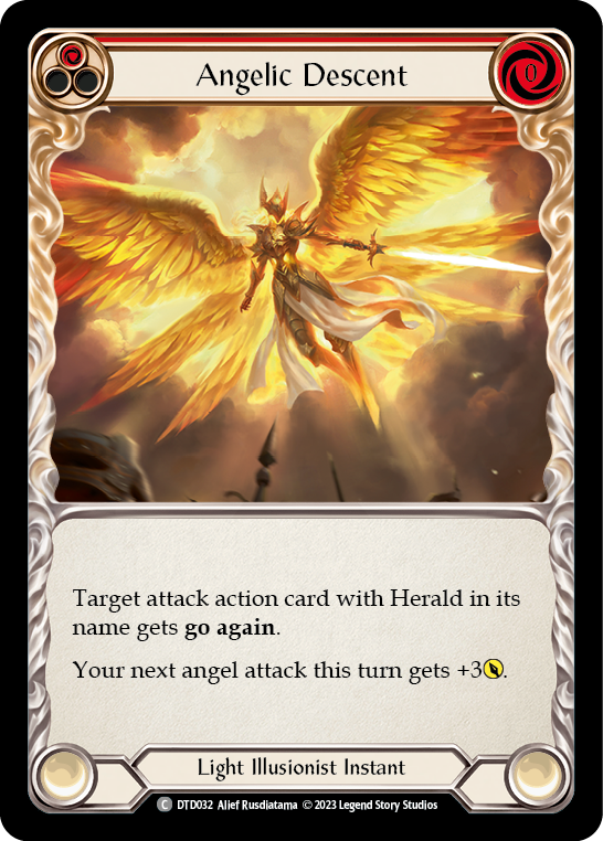 Flesh and Blood TCG | Angelic Descent (Red) [DTD032] (Dusk Till Dawn)  Rainbow Foil | The Nerd Merchant