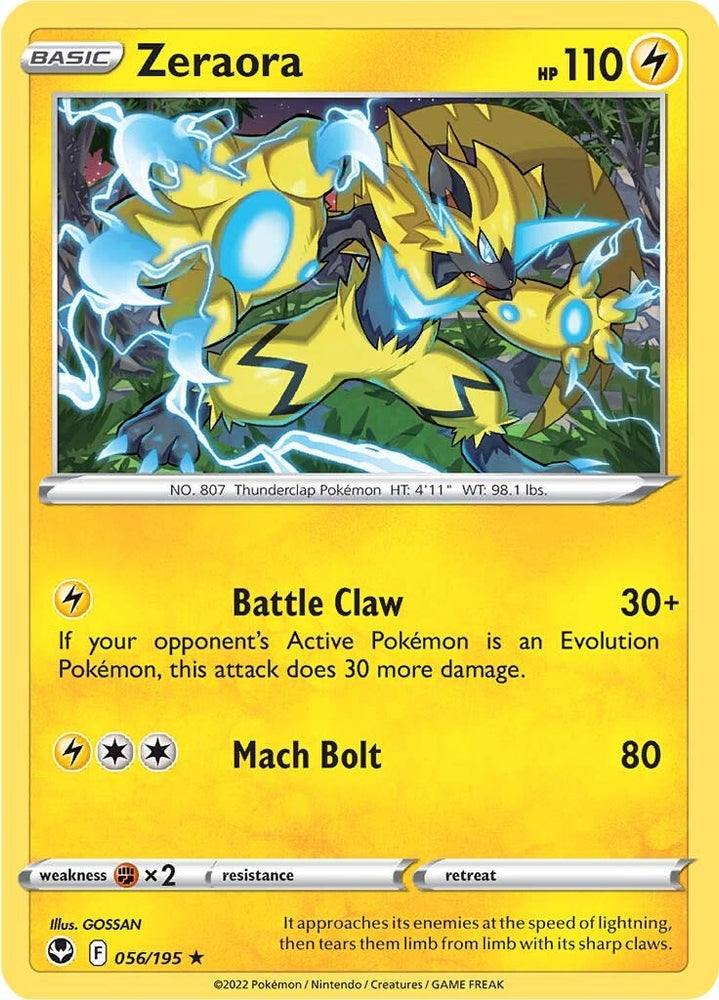Pokemon | Zeraora (056/195) [Sword & Shield: Silver Tempest] | The Nerd Merchant