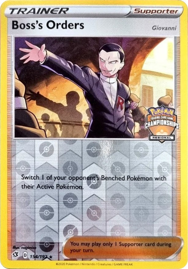 Pokemon | Boss's Orders (154/192) (Giovanni) (Regional Championship Promo) [Sword & Shield: Rebel Clash] | The Nerd Merchant