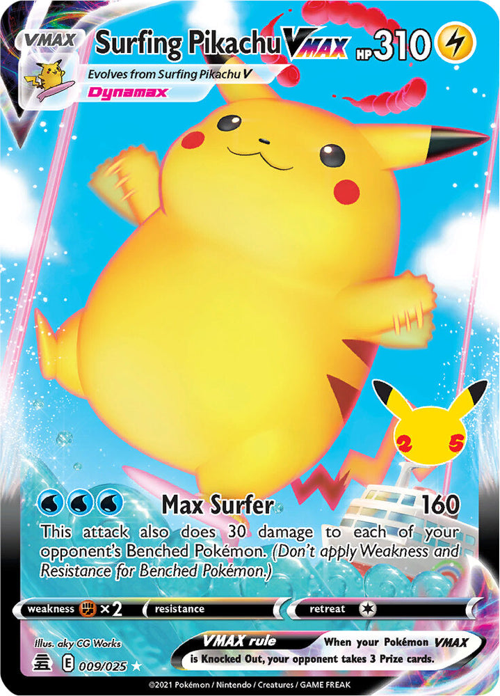 Pokemon | Surfing Pikachu VMAX (009/025) [Celebrations: 25th Anniversary] | The Nerd Merchant