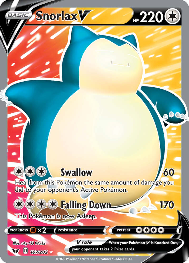 Pokemon | Snorlax V (197/202) [Sword & Shield: Base Set] | The Nerd Merchant