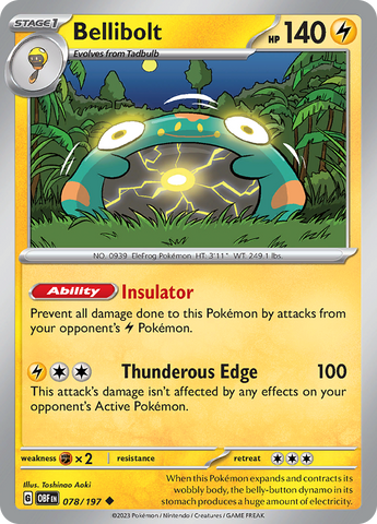 Pokemon | Bellibolt (078/197) [Scarlet & Violet: Obsidian Flames] | The Nerd Merchant