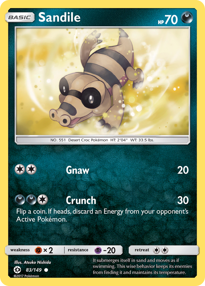 Pokemon | Sandile (83/149) [Sun & Moon: Base Set] | The Nerd Merchant