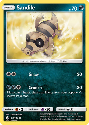 Pokemon | Sandile (83/149) [Sun & Moon: Base Set] | The Nerd Merchant