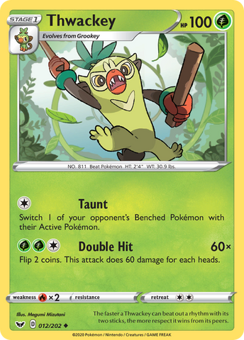 Pokemon | Thwackey (012/202) [Sword & Shield: Base Set] | The Nerd Merchant