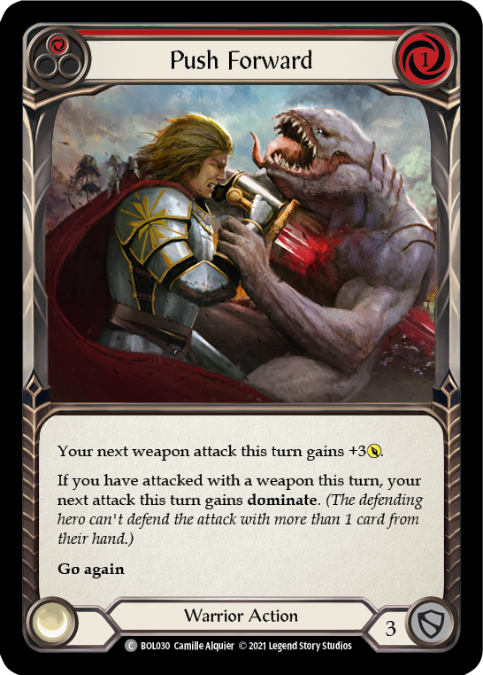 Flesh and Blood TCG | Push Forward (Red) [BOL030] (Monarch Boltyn Blitz Deck) | The Nerd Merchant