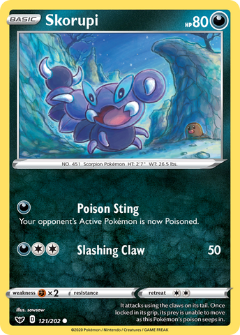 Pokemon | Skorupi (121/202) [Sword & Shield: Base Set] | The Nerd Merchant
