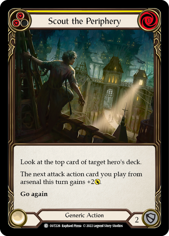 Flesh and Blood TCG | Scout the Periphery (Yellow) [OUT226] (Outsiders)  Rainbow Foil | The Nerd Merchant