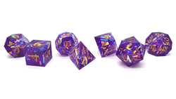 Old School Dice: Sharp Edged 7-Piece Dice Set - Amethyst Blast