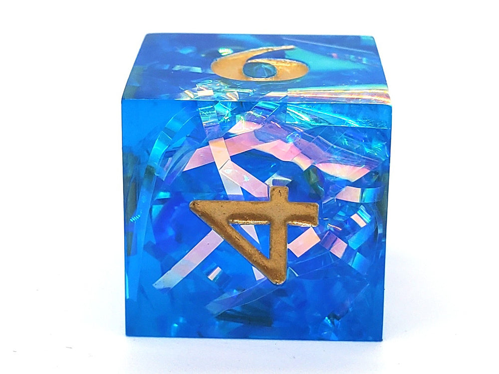 Old School Dice: Sharp Edged 7-Piece Dice Set - Aquamarine Blast