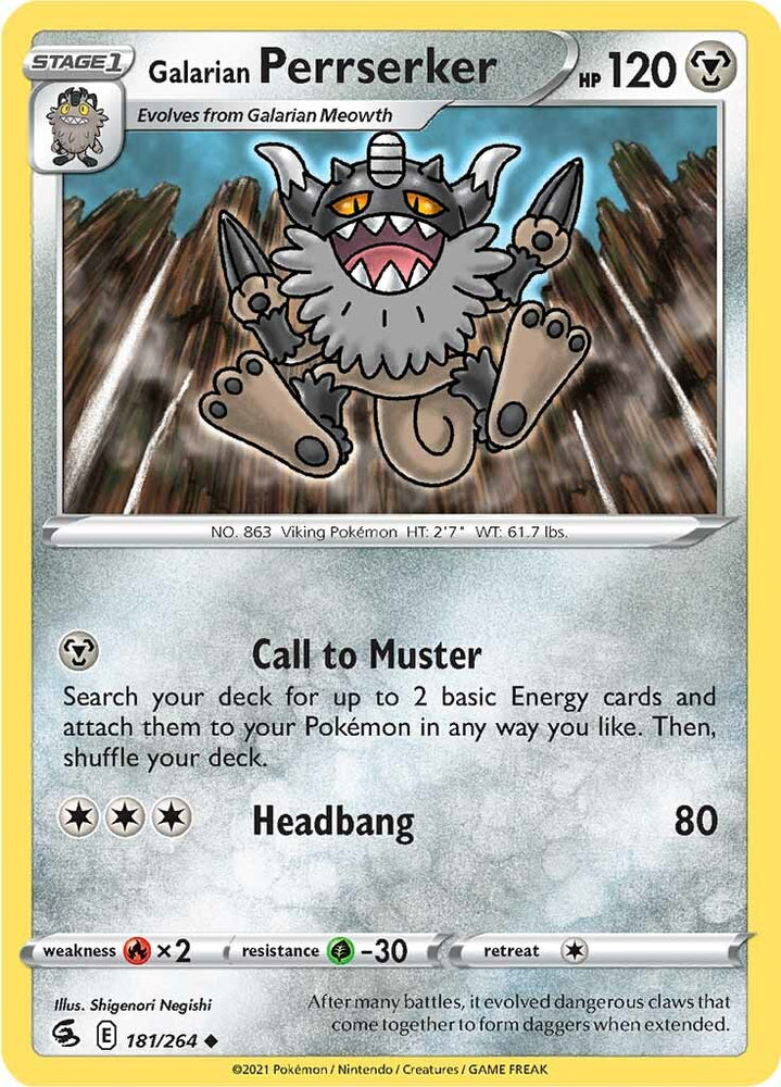 Pokemon | Galarian Perrserker (181/264) [Sword & Shield: Fusion Strike] | The Nerd Merchant