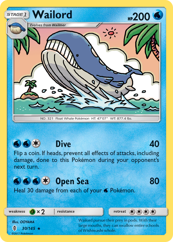Pokemon | Wailord (30/145) [Sun & Moon: Guardians Rising] | The Nerd Merchant