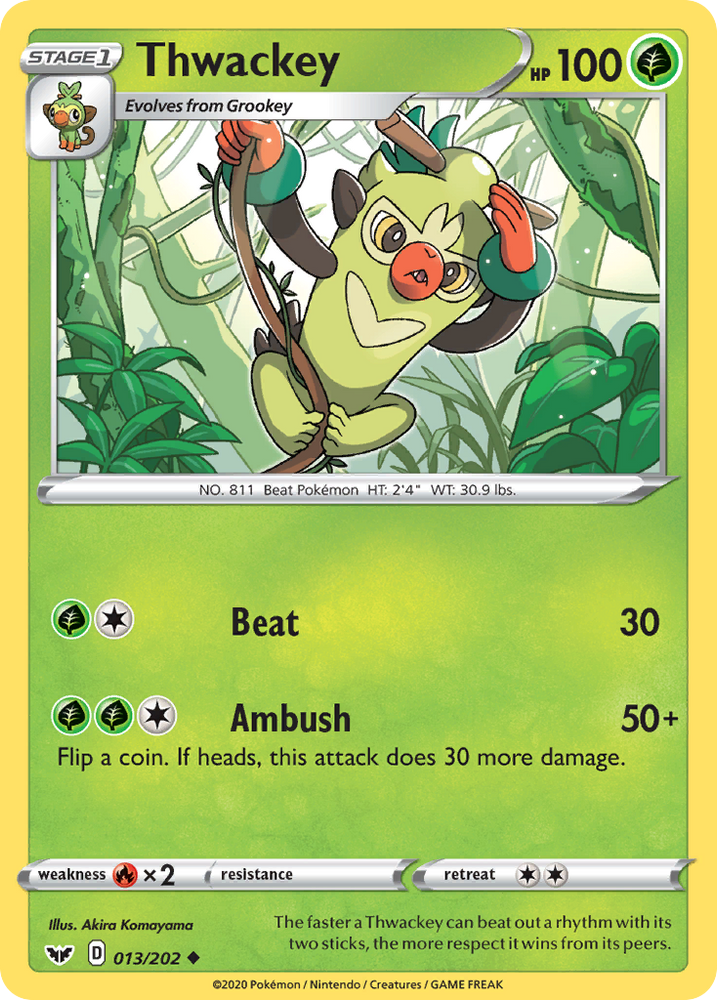Pokemon | Thwackey (013/202) [Sword & Shield: Base Set] | The Nerd Merchant