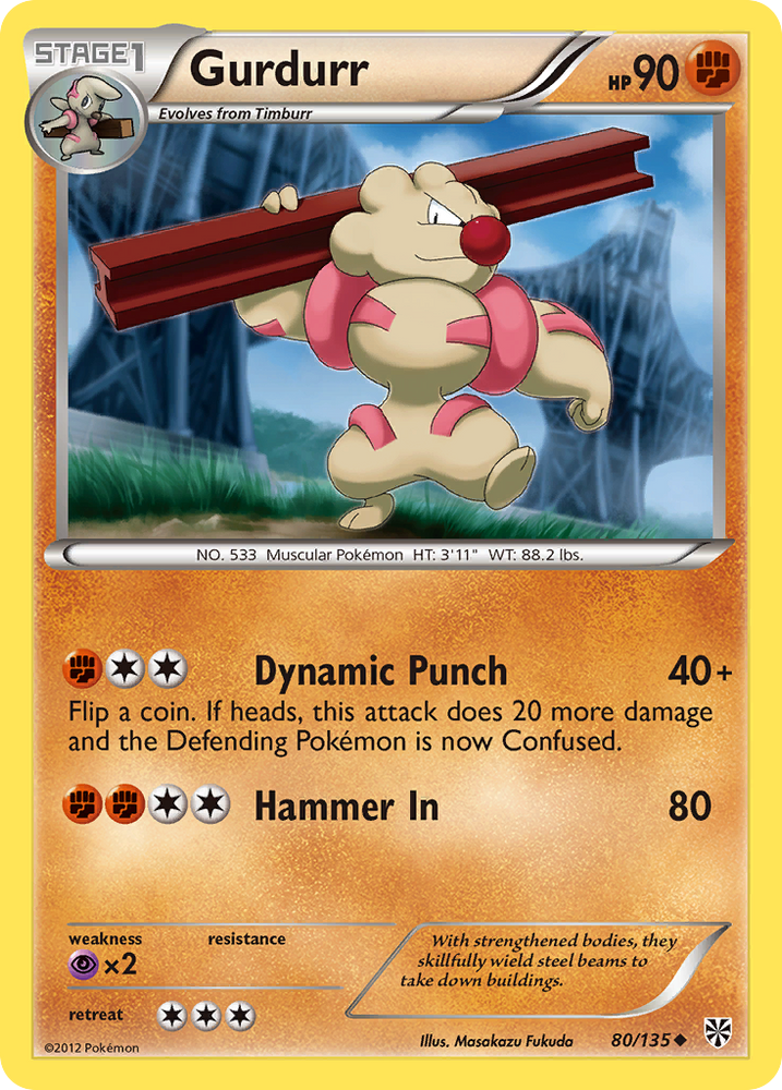 Pokemon | Gurdurr (80/135) [Black & White: Plasma Storm] | The Nerd Merchant
