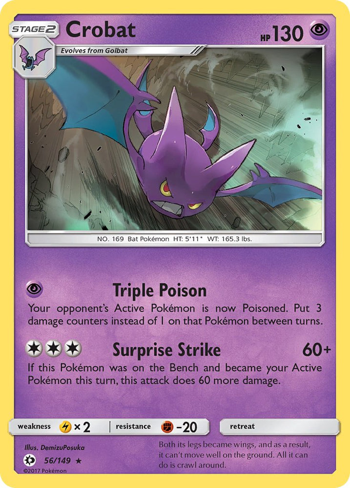 Pokemon | Crobat (56/149) (Prerelease Kit Exclusive) (Theme Deck Exclusive) [Sun & Moon: Base Set] | The Nerd Merchant