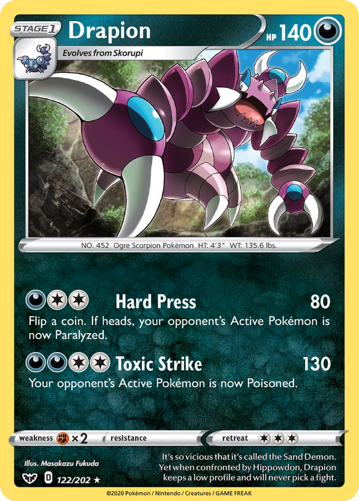 Pokemon | Drapion (122/202) [Sword & Shield: Base Set] | The Nerd Merchant