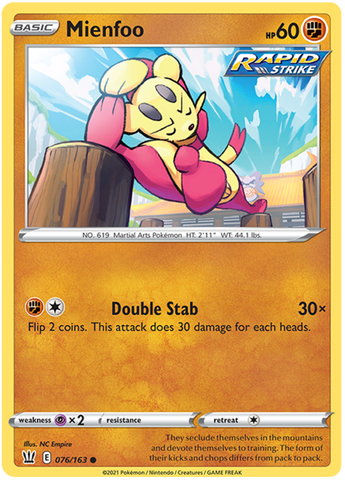Pokemon | Mienfoo (076/163) [Sword & Shield: Battle Styles] | The Nerd Merchant
