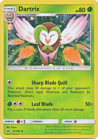 Pokemon | Dartrix (10/149) (Cosmos Holo) [Sun & Moon: Base Set] | The Nerd Merchant