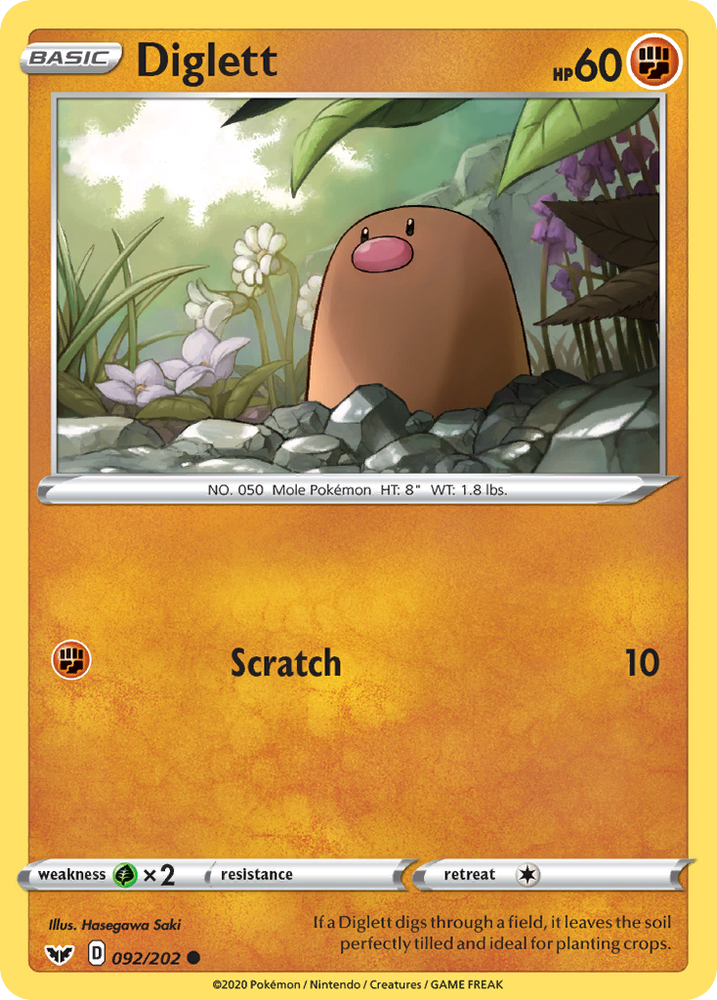 Pokemon | Diglett (092/202) [Sword & Shield: Base Set] | The Nerd Merchant