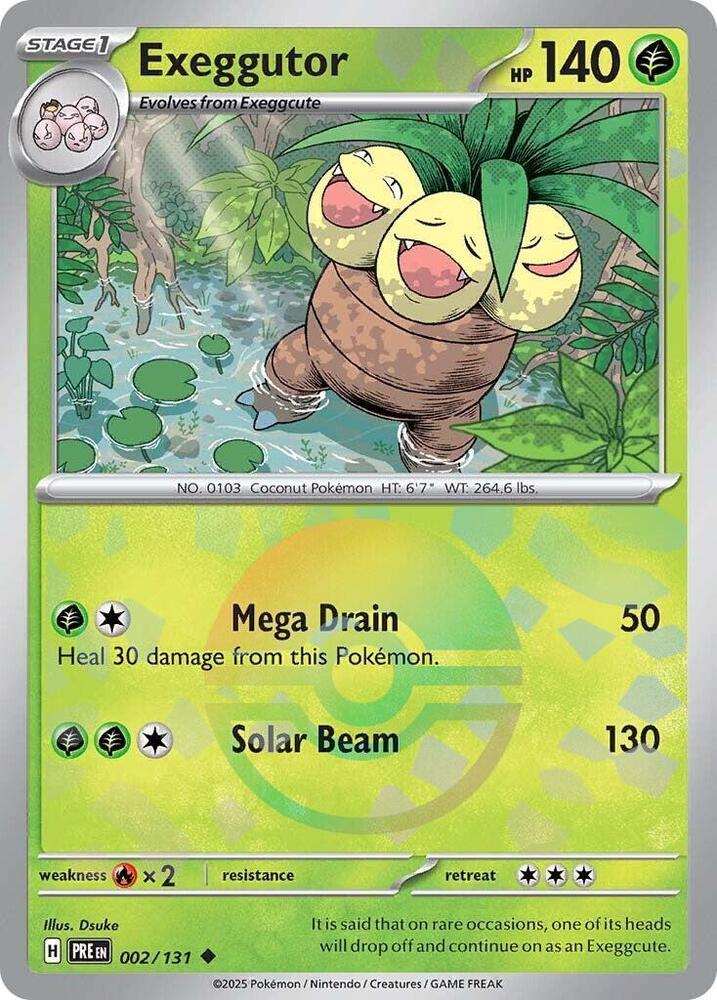 Pokemon | Exeggutor (002/131) (Poke Ball Pattern) [Scarlet & Violet: Prismatic Evolutions] | The Nerd Merchant