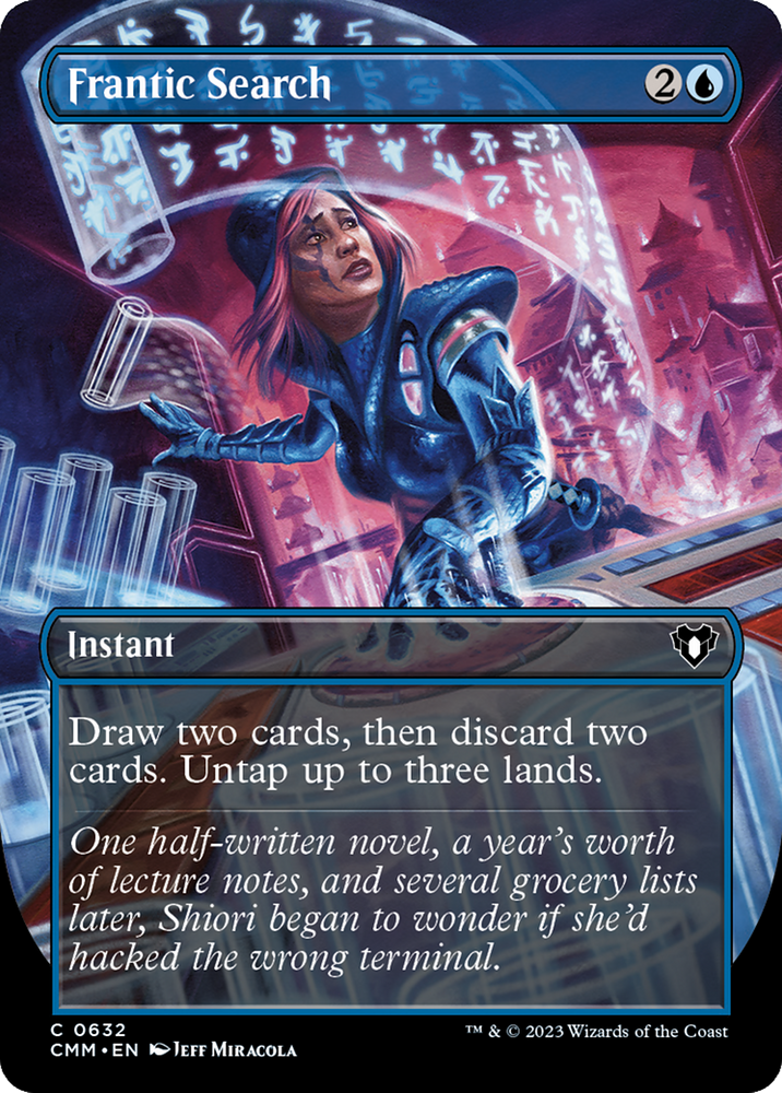 Magic | Frantic Search (Borderless Alternate Art) [Commander Masters] | The Nerd Merchant