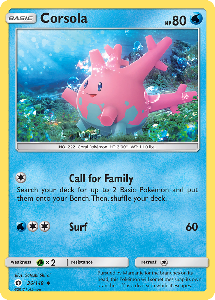 Pokemon | Corsola (36/149) [Sun & Moon: Base Set] | The Nerd Merchant