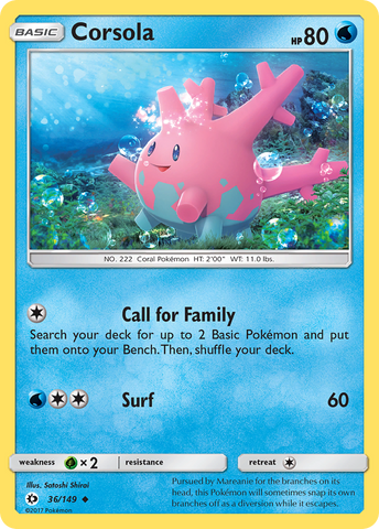 Pokemon | Corsola (36/149) [Sun & Moon: Base Set] | The Nerd Merchant