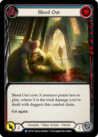 Flesh and Blood TCG | Bleed Out (Blue) [OUT147] (Outsiders)  Rainbow Foil | The Nerd Merchant