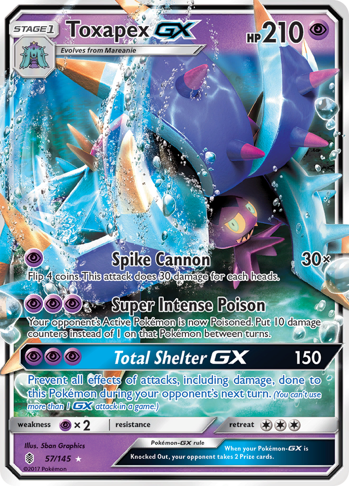 Pokemon | Toxapex GX (57/145) [Sun & Moon: Guardians Rising] | The Nerd Merchant