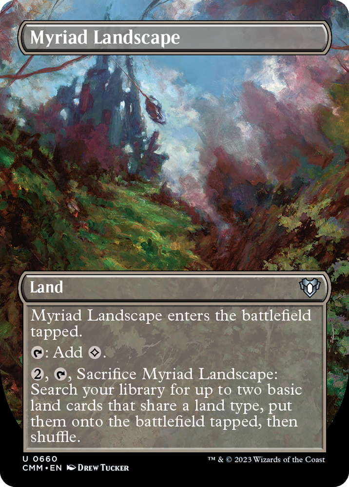 Magic | Myriad Landscape (Borderless Alternate Art) [Commander Masters] | The Nerd Merchant