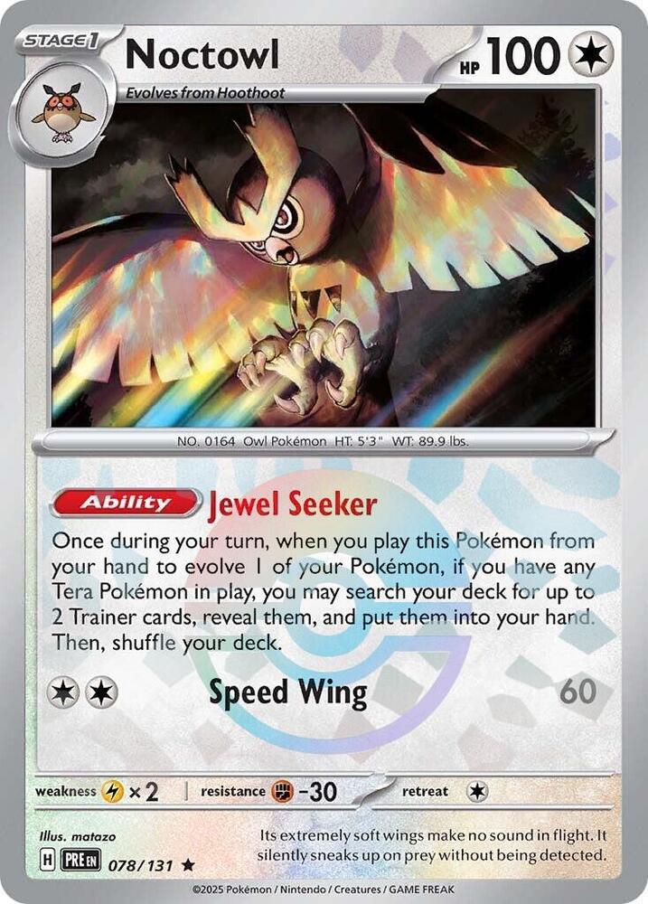 Pokemon | Noctowl (078/131) (Poke Ball Pattern) [Scarlet & Violet: Prismatic Evolutions] | The Nerd Merchant