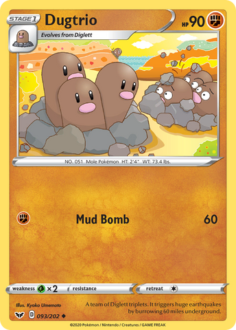 Pokemon | Dugtrio (093/202) [Sword & Shield: Base Set] | The Nerd Merchant