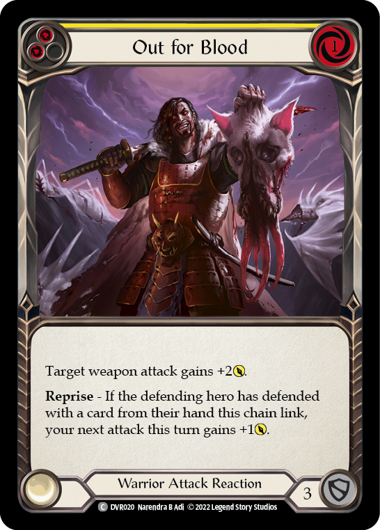 Flesh and Blood TCG | Out for Blood (Yellow) [DVR020] (Classic Battles: Rhinar vs Dorinthea) | The Nerd Merchant
