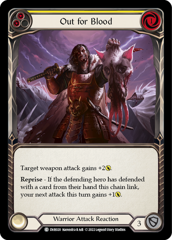 Flesh and Blood TCG | Out for Blood (Yellow) [DVR020] (Classic Battles: Rhinar vs Dorinthea) | The Nerd Merchant