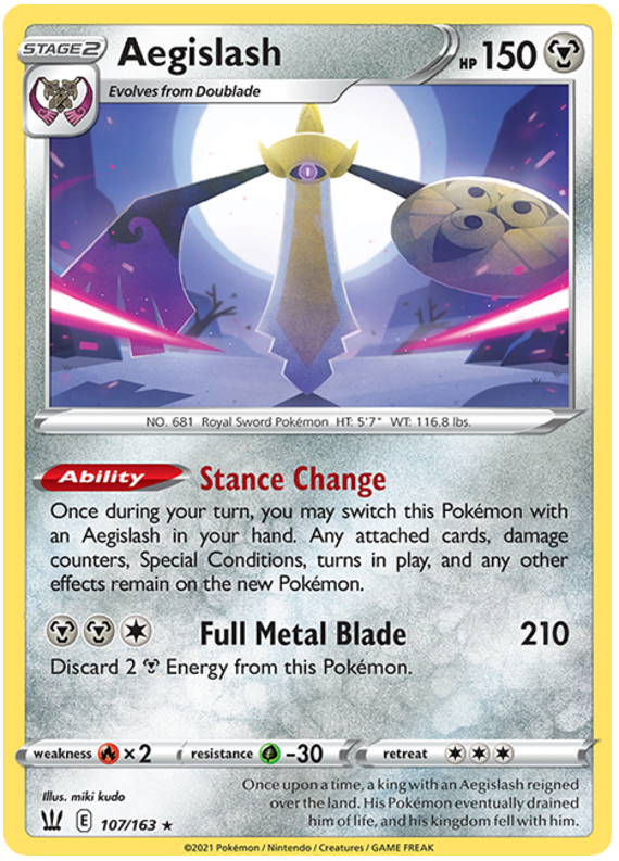 Pokemon | Aegislash (107/163) (107/163) [Sword & Shield: Battle Styles] | The Nerd Merchant