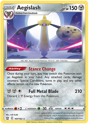 Pokemon | Aegislash (107/163) (107/163) [Sword & Shield: Battle Styles] | The Nerd Merchant