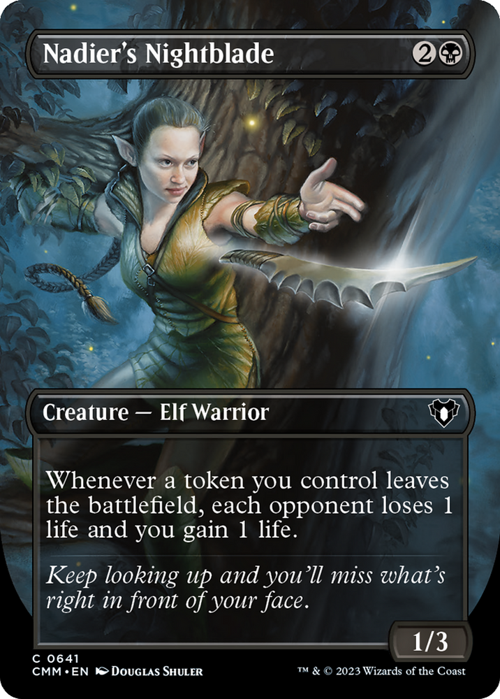 Magic | Nadier's Nightblade (Borderless Alternate Art) [Commander Masters] | The Nerd Merchant