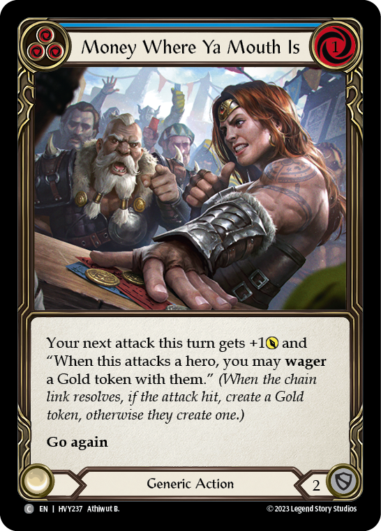 Flesh and Blood TCG | Money Where Ya Mouth Is (Blue) [HVY237] (Heavy Hitters)  Rainbow Foil | The Nerd Merchant