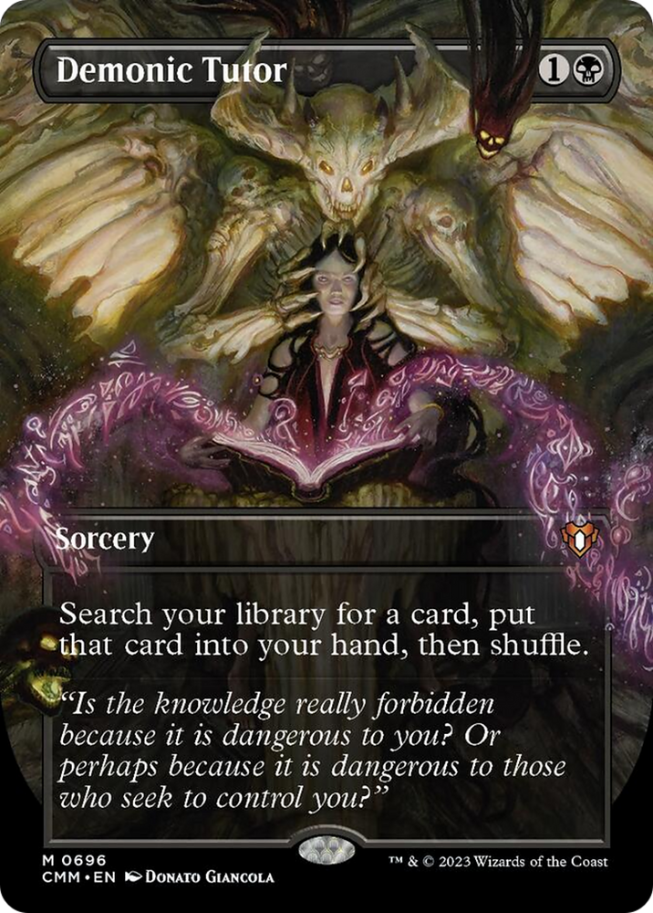 Magic | Demonic Tutor (Borderless Alternate Art) [Commander Masters] | The Nerd Merchant
