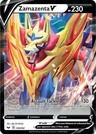 Pokemon | Zamazenta V (139/202) (Jumbo Card) [Sword & Shield: Base Set] | The Nerd Merchant